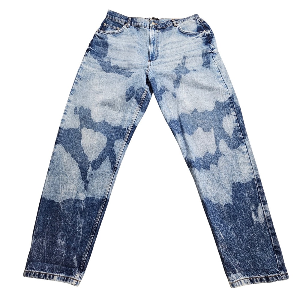 ASOS DESIGN Jeans Mens 36x32 Blue Bleached Cloud Wash Straight Leg Streetwear